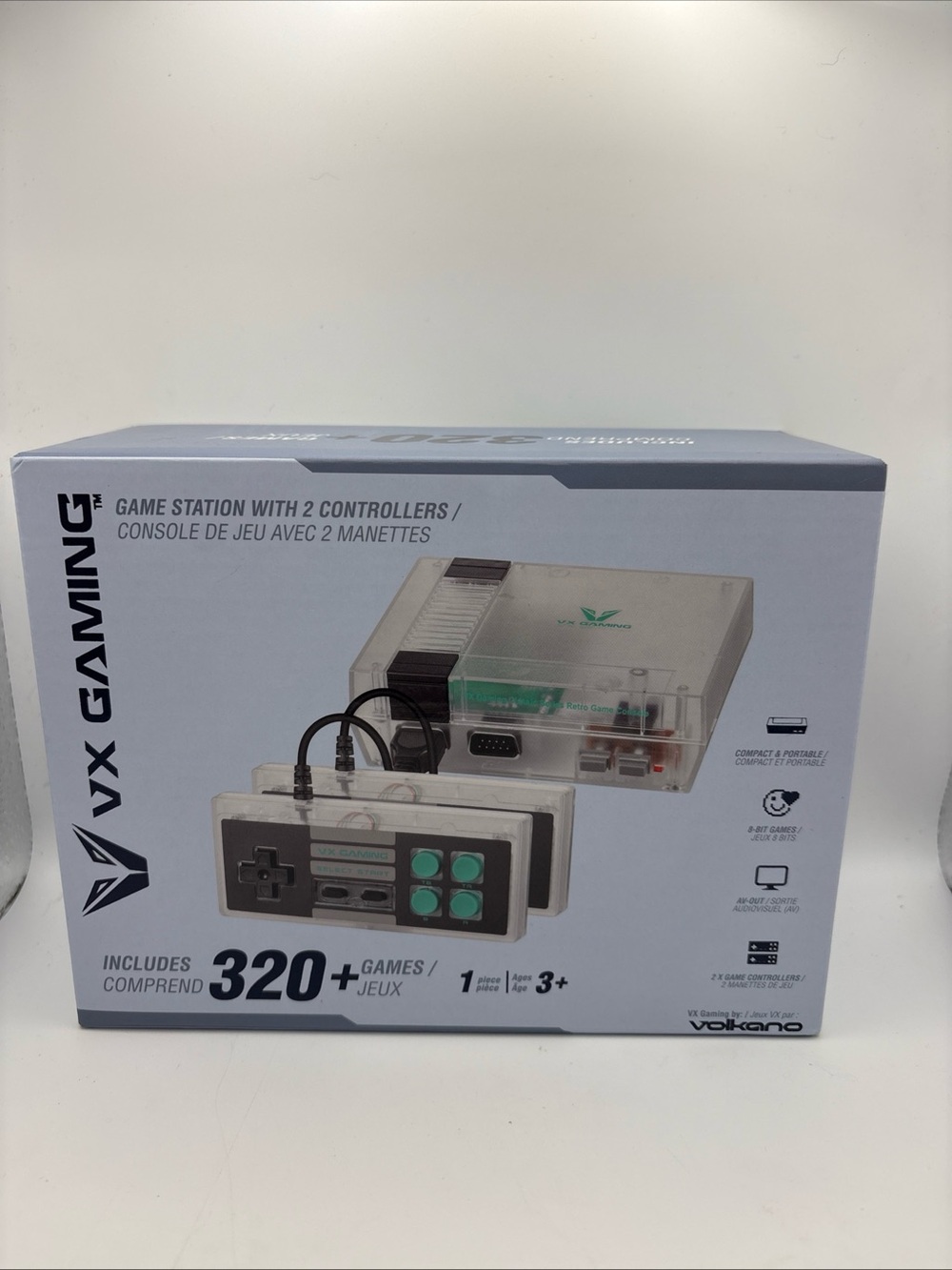 Clear Retro Game Station with 320+ Built-In Games - Clear/Green